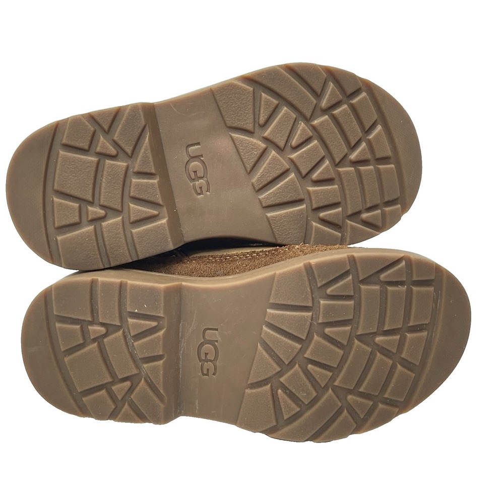 Ugg Robley Unisex Kids 10 Brown Leather Lace-Up Zipper All Weather Shoes Boots - Picture 8 of 9